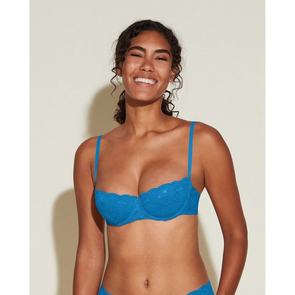 Cosabella Never‎ Say Never Blue Lace Push-Up Bra NWT Balconette Size 34B